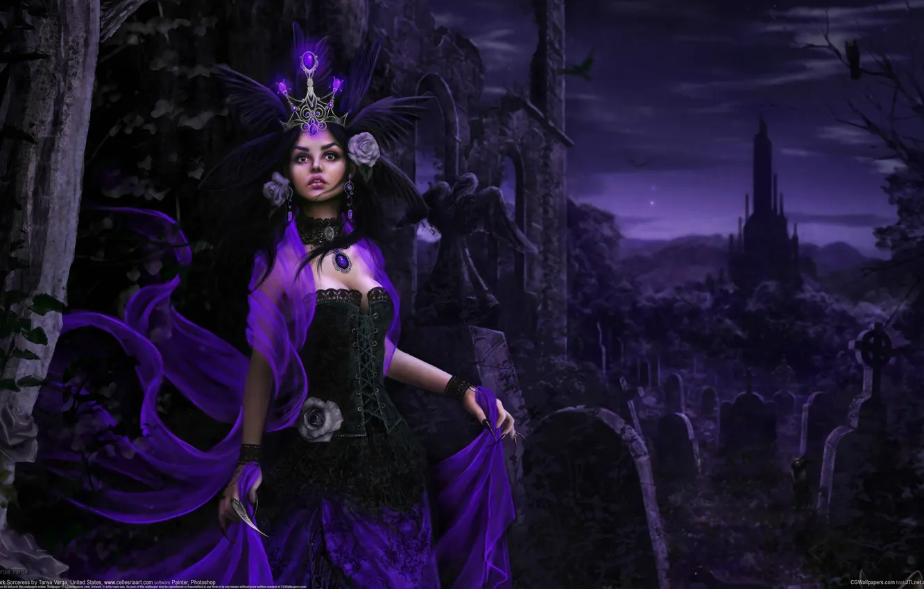 Photo wallpaper girl, cemetery, Tanya Varga