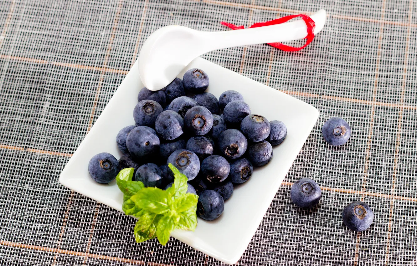 Photo wallpaper berries, blueberries, spoon