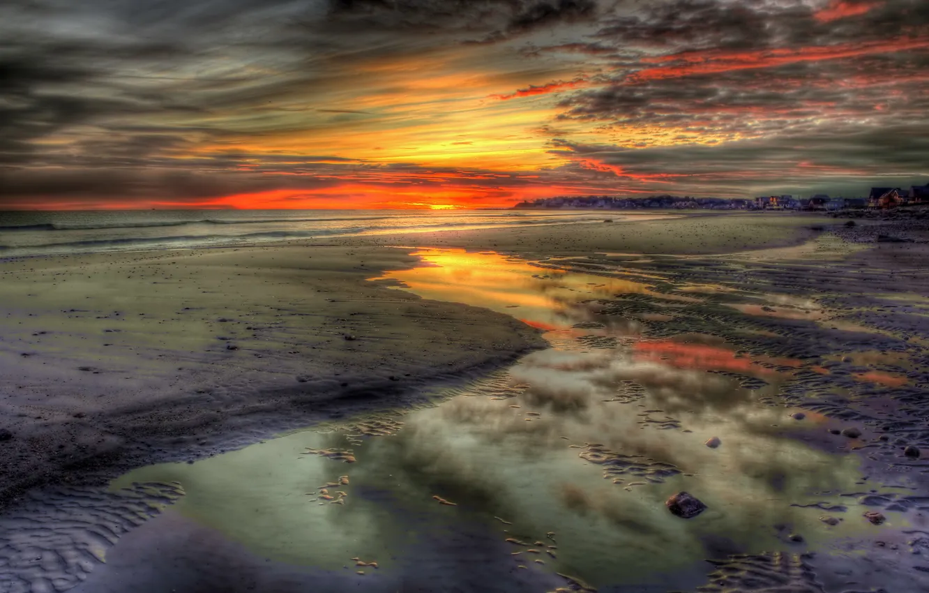 Photo wallpaper sea, landscape, sunset