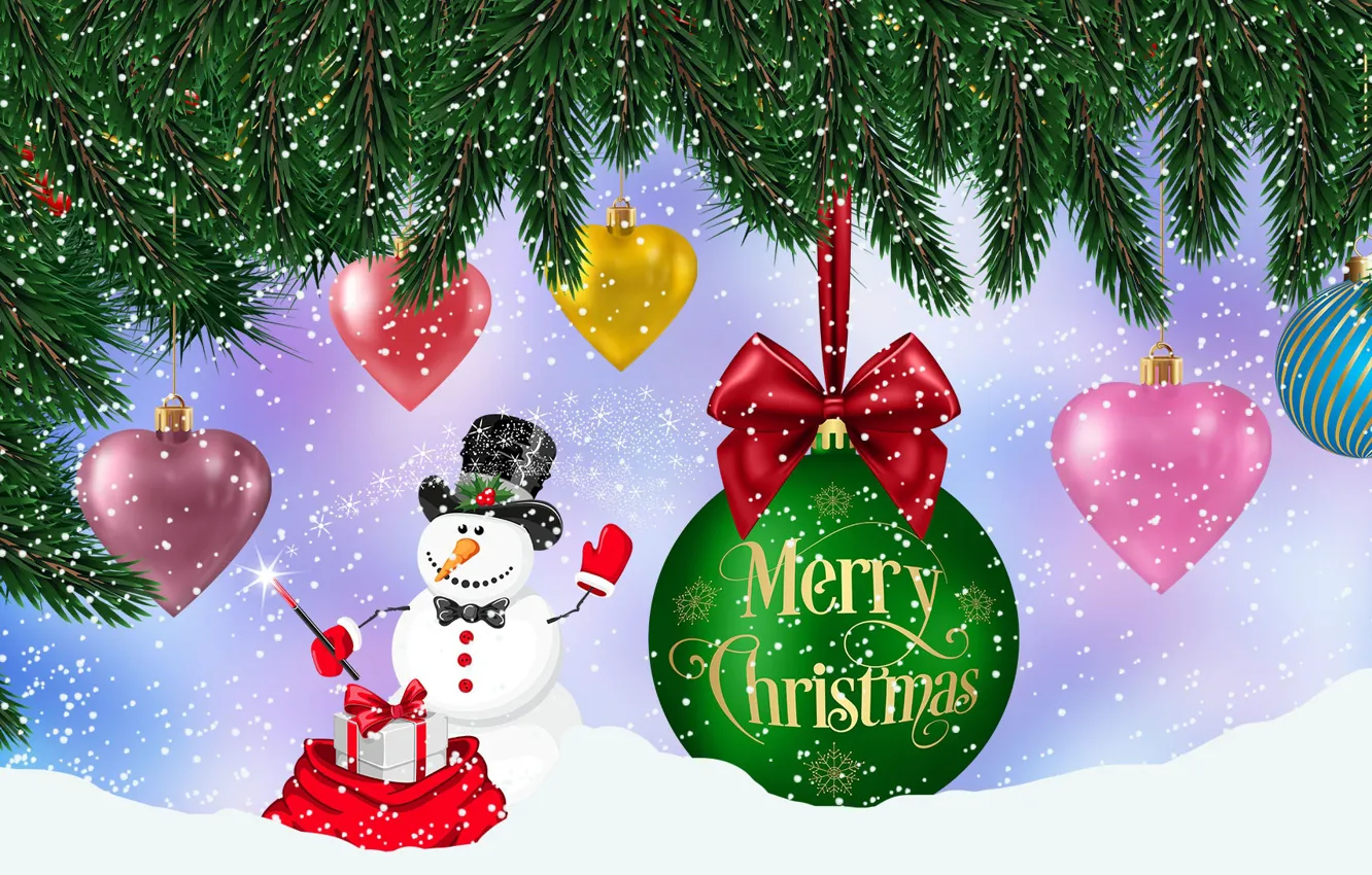 Photo wallpaper Christmas, Composition, Balawan, Graphics, Bombki