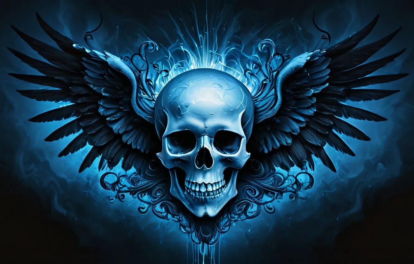 Photo wallpaper icon, skull, wings, emblem