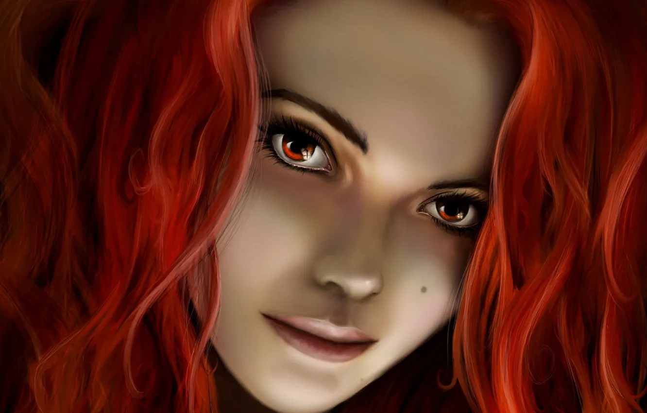 Photo wallpaper girl, red, hair