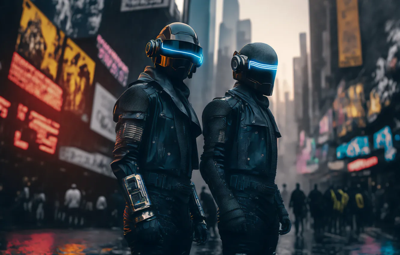 Photo wallpaper city, future, daft punk, fiction