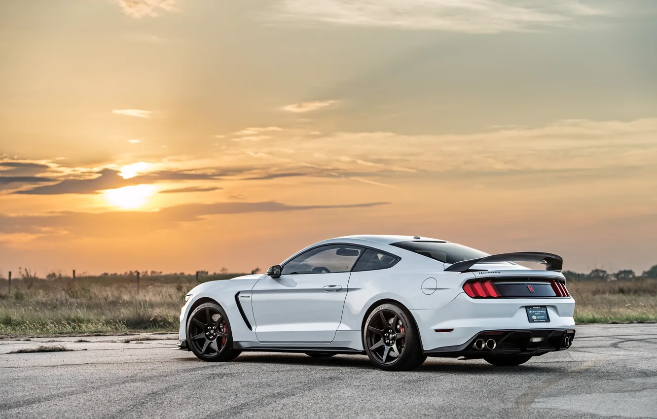Photo wallpaper car, Shelby, sky, sun, Hennessey, GT350R, Hennessey Shelby GT350R
