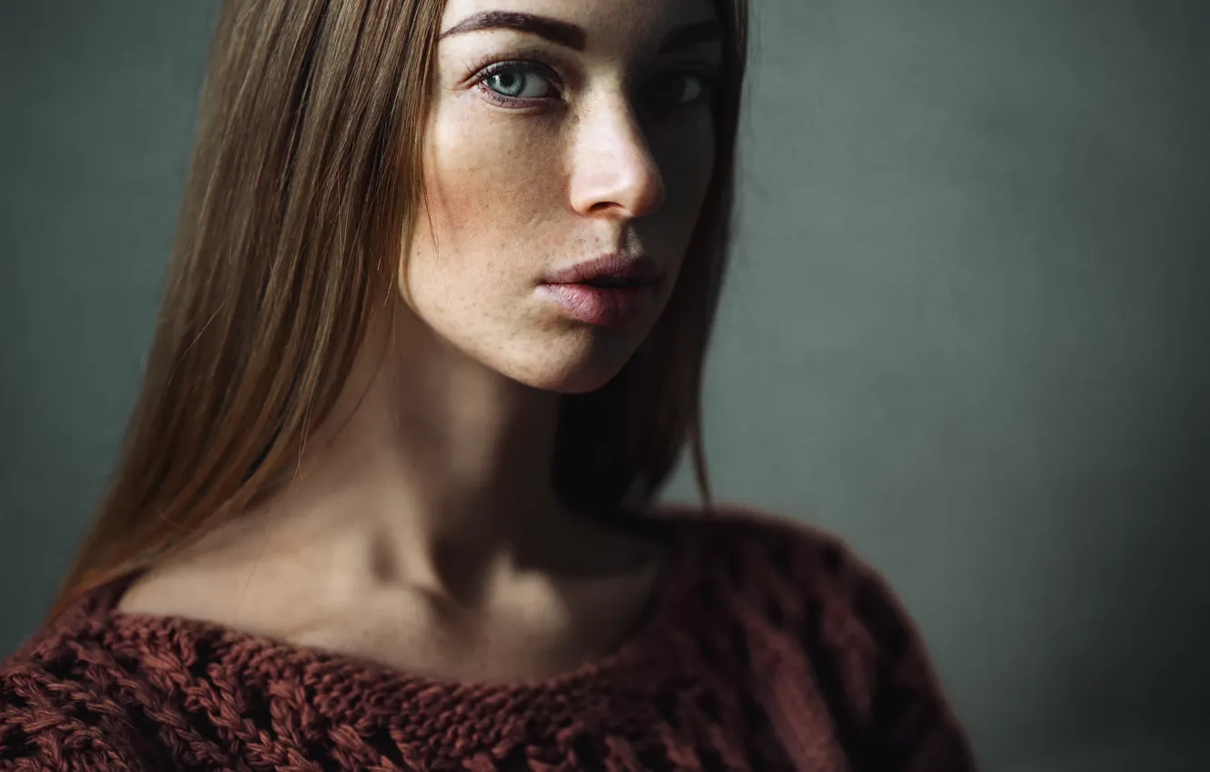 Photo wallpaper freckles, the beauty, bokeh, Inna, Maks Kuzin