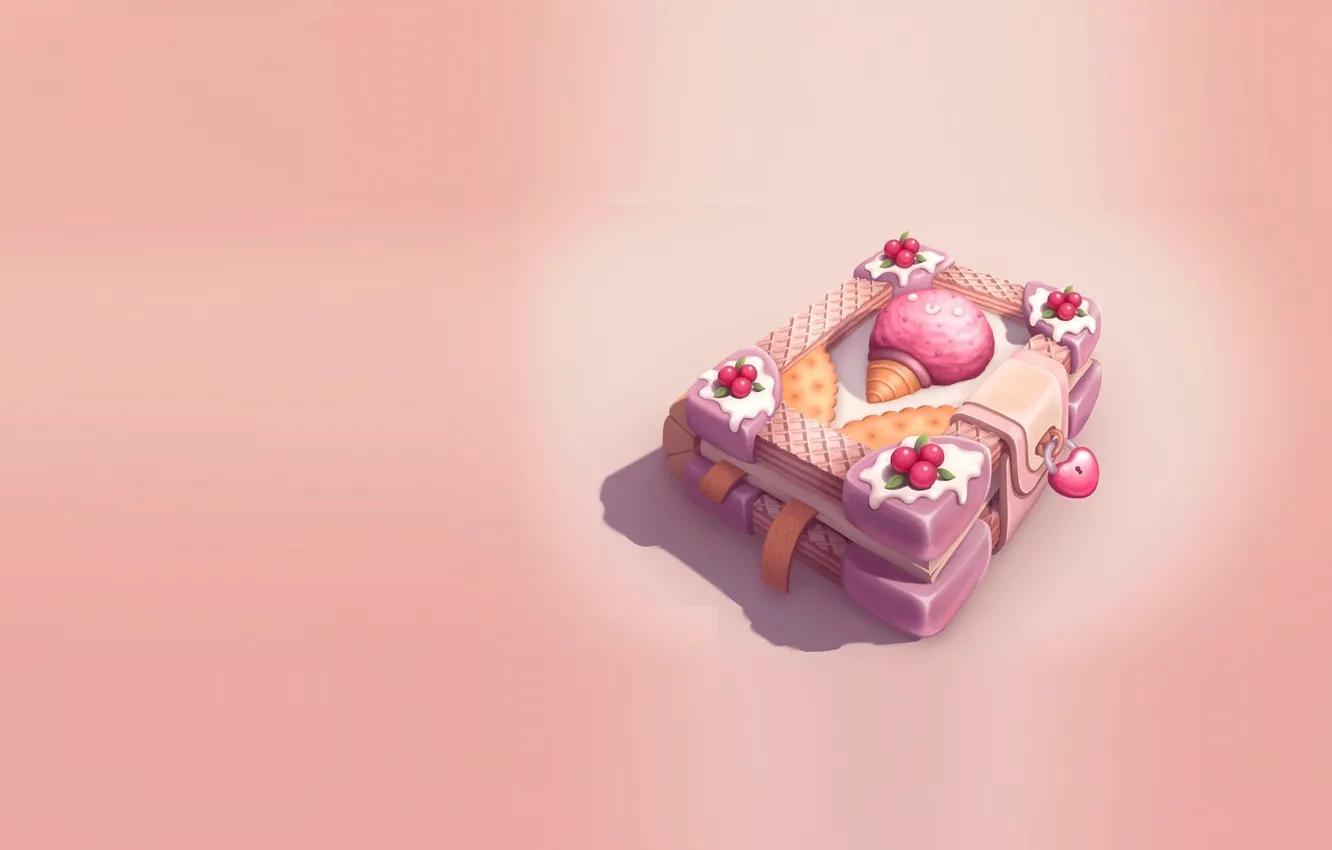 Photo wallpaper rendering, art, sweets, book, fun, yummy, Julia Belyakova