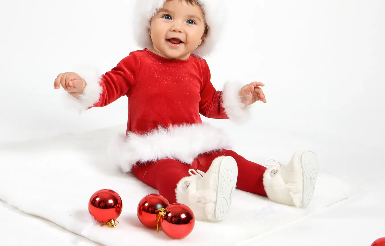 Photo wallpaper holiday, new year, Christmas, Christmas, New Year, child, baby, santa