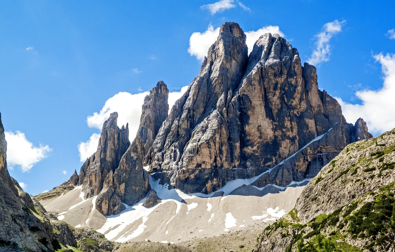 Photo wallpaper the sky, clouds, landscape, mountains, nature, rocks, horizon, rock