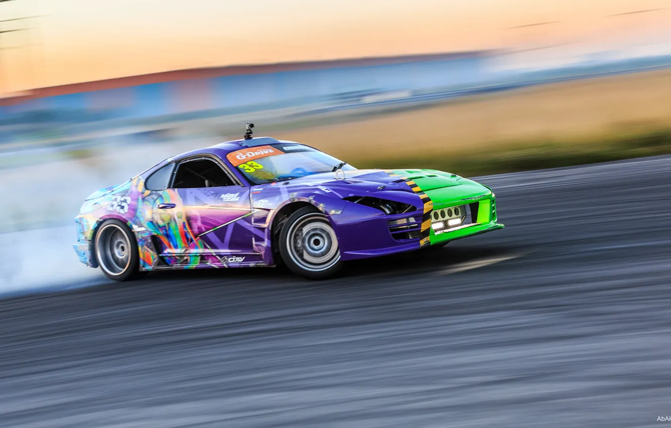 Photo wallpaper car, Skid, drift, Toyota Supra