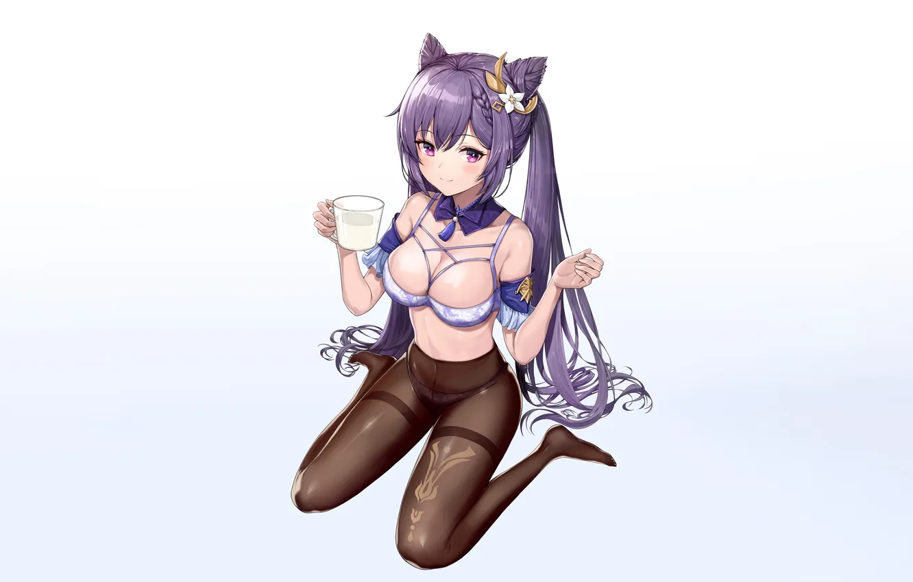 Photo wallpaper girl, sexy, lingerie, bra, cleavage, panties, long hair, legs