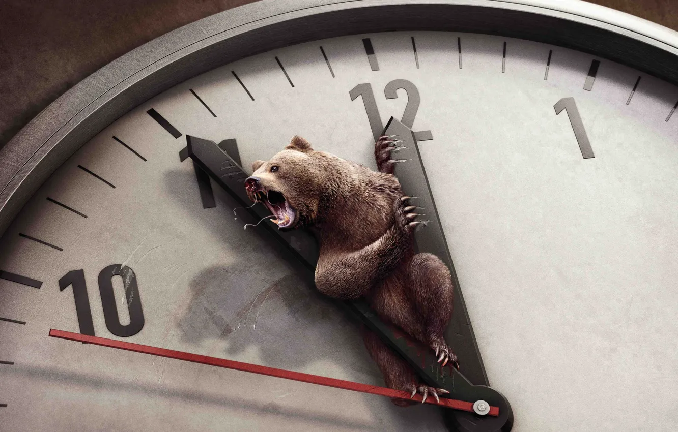 Photo wallpaper time, arrows, blood, watch, bear, mouth, claws, fangs