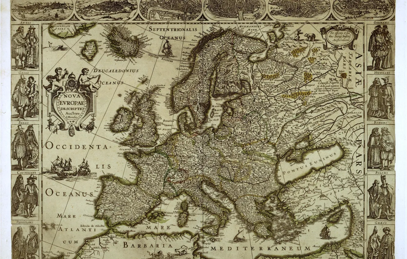 Photo wallpaper map, europe, Europe