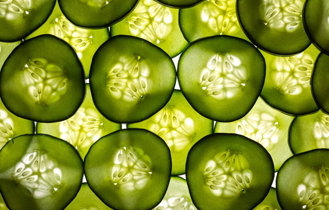 Photo wallpaper macro, texture, slices, cucumbers