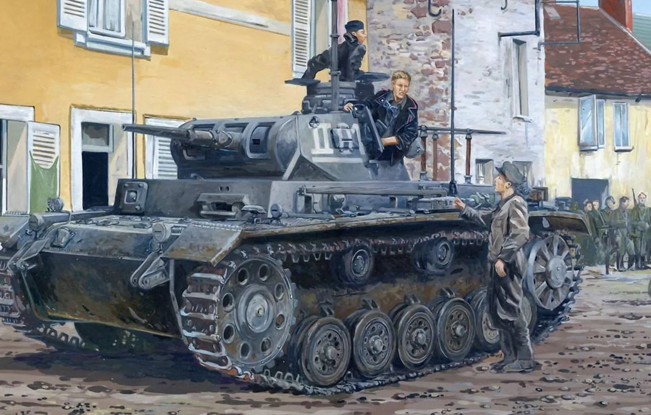 Photo wallpaper figure, Panzerkampfwagen III, German medium tank, Panzer III, T-3, Pz.Kpfw. III Ausf. E