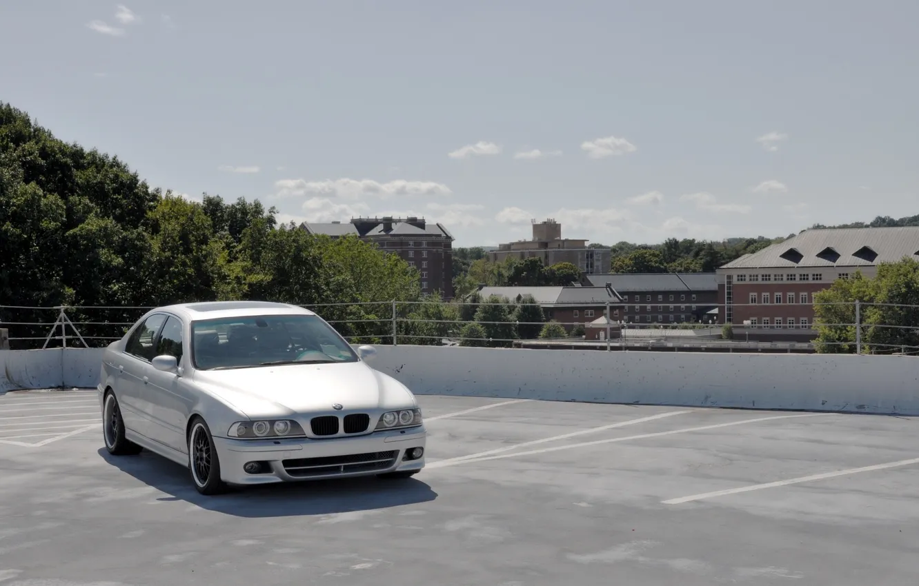 Photo wallpaper BMW, silver, BMW, angel eyes, Boomer, E39, E39, Silver