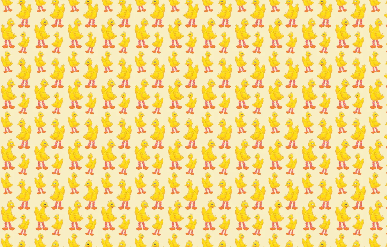 Photo wallpaper yellow, smile, bird, small, large, bird, waving, sesame street
