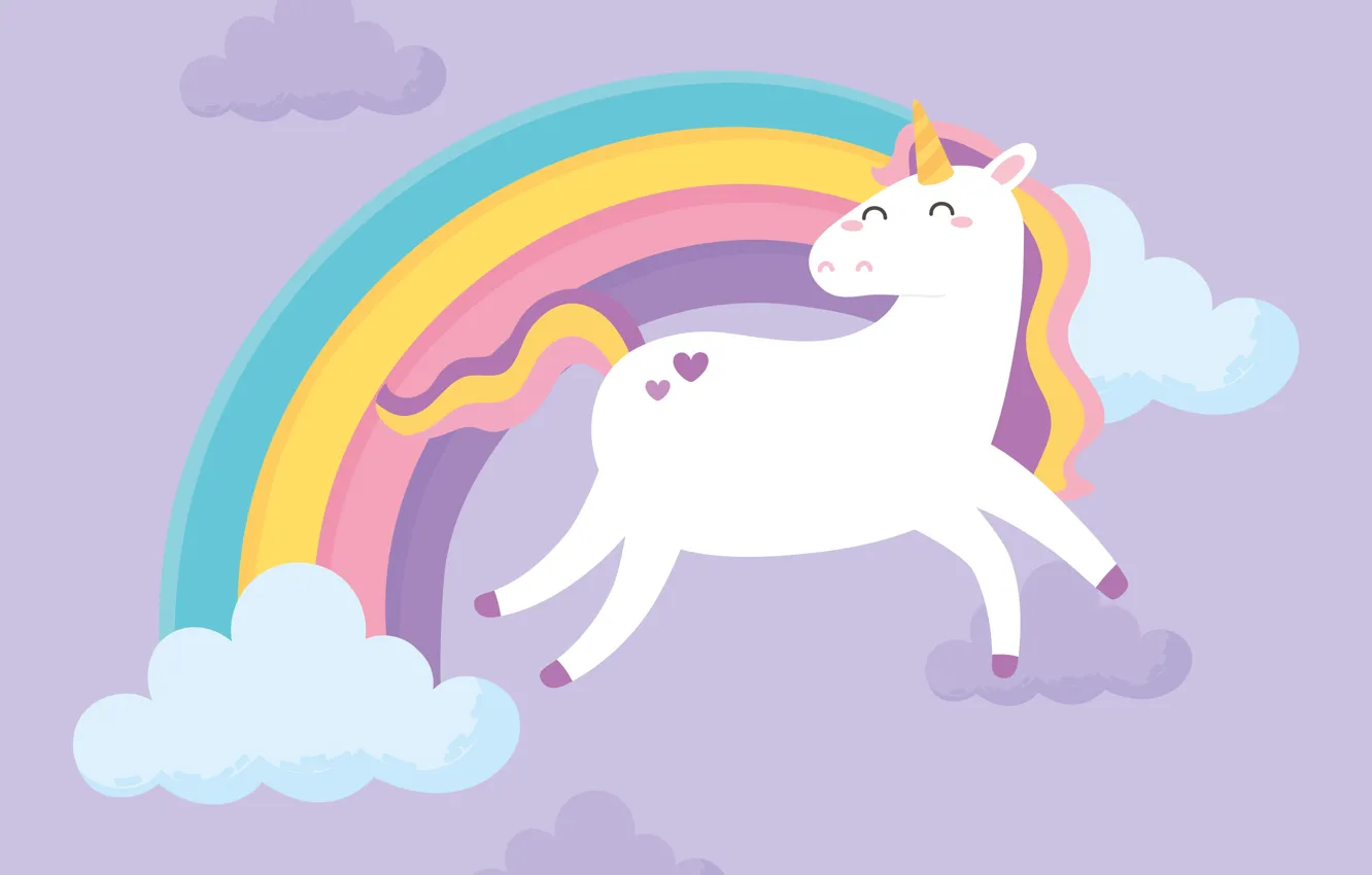 Photo wallpaper The sky, Cute, Cloud, Rainbow, Fantasy, Unicorn, Animal, Cloud