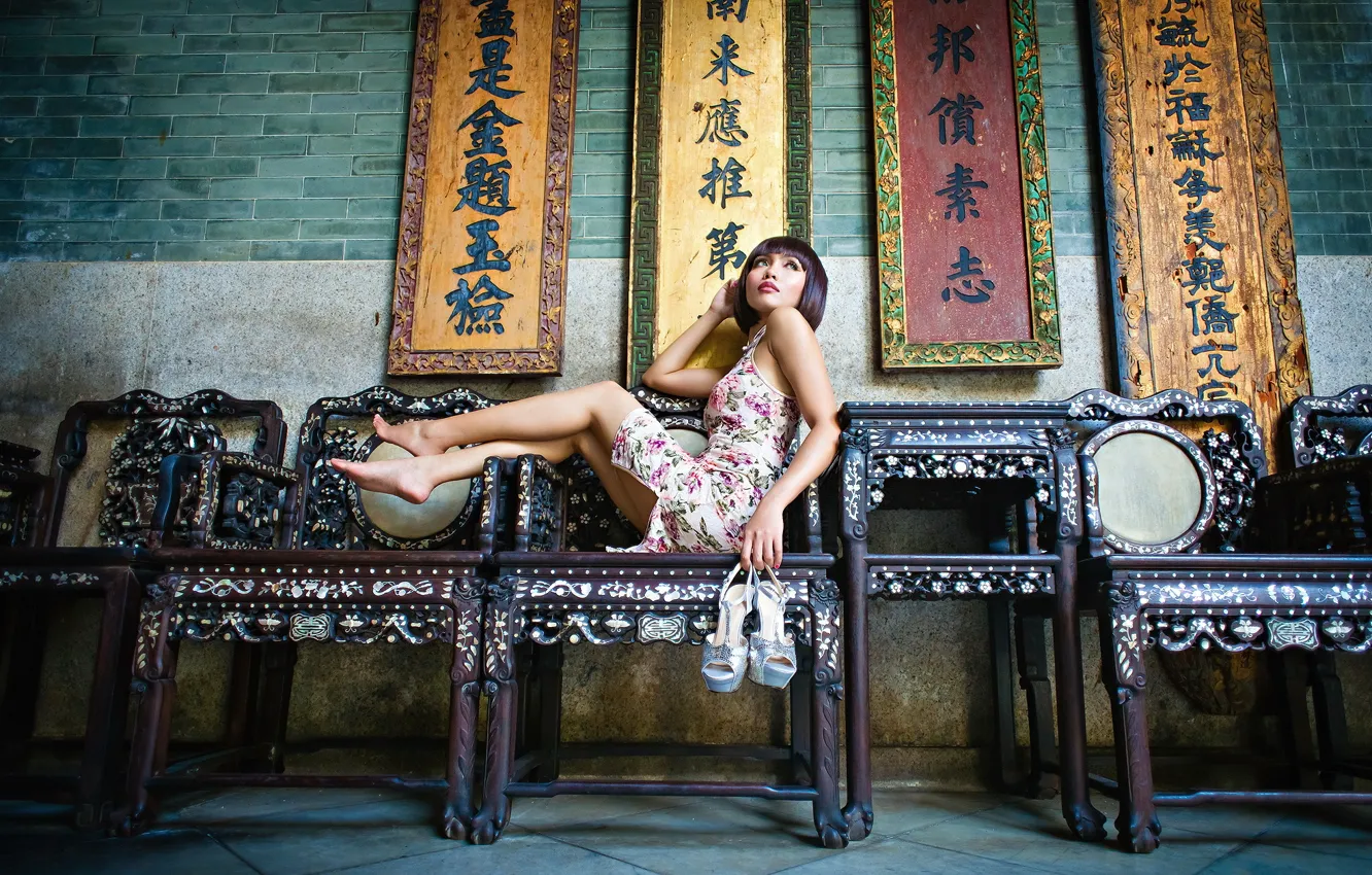 Photo wallpaper girl, pose, background