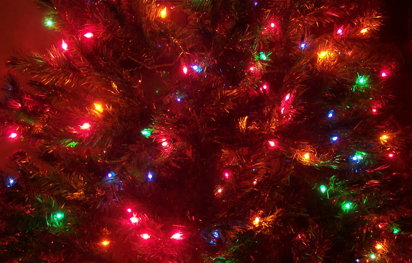 Photo wallpaper decoration, lights, tree, new year