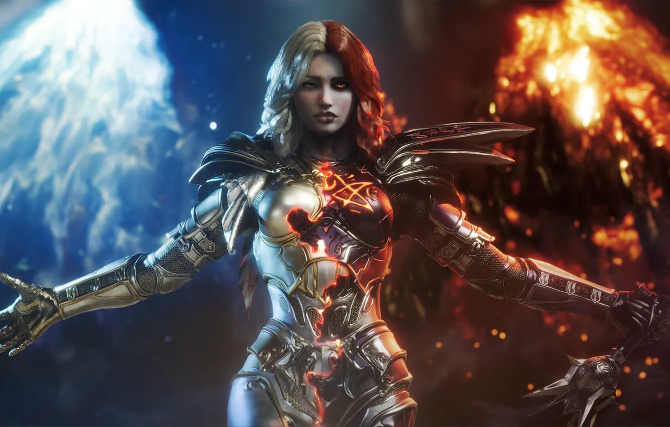 Photo wallpaper girl, game, armor, weapon, woman, Paragon, mahou, warrio