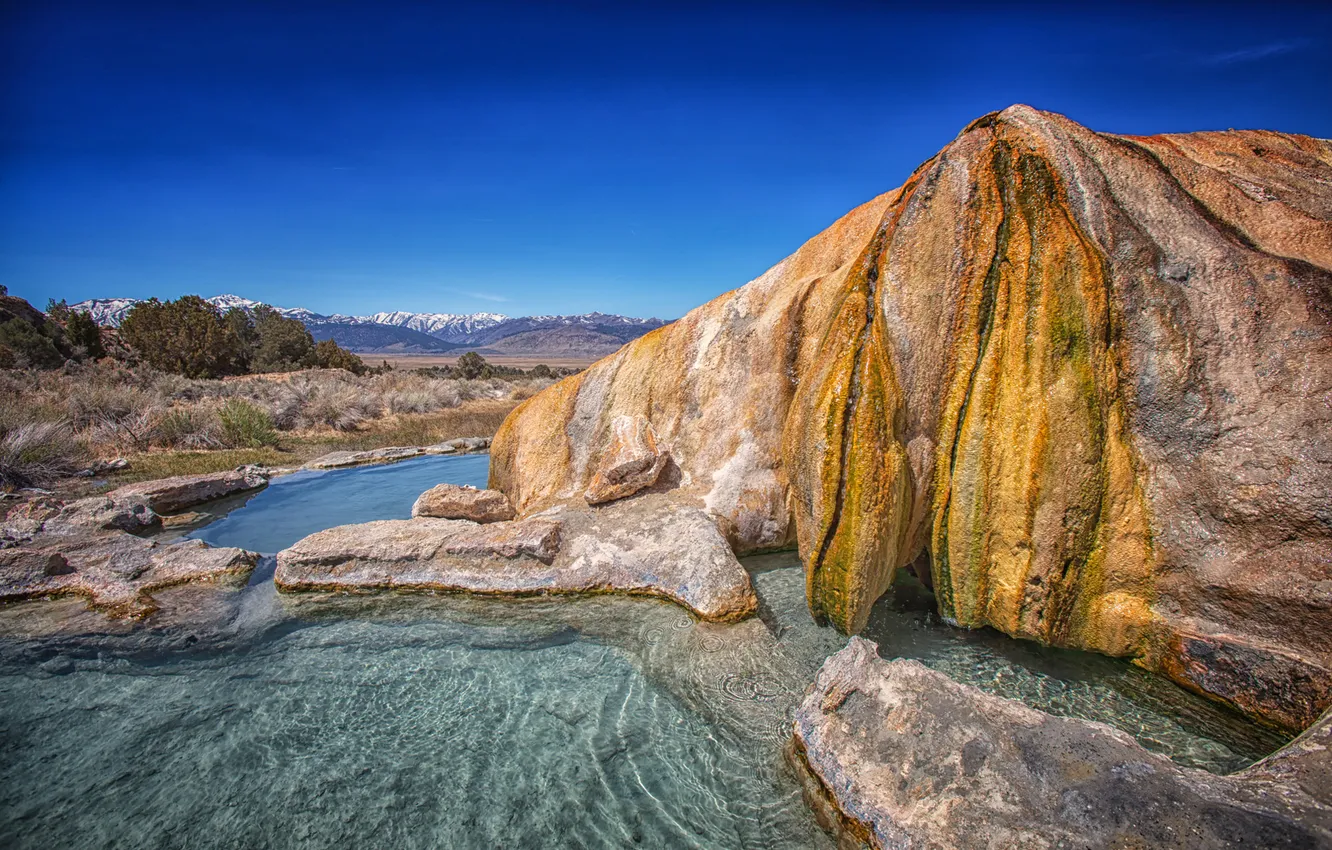 Photo wallpaper the sky, trees, mountains, lake