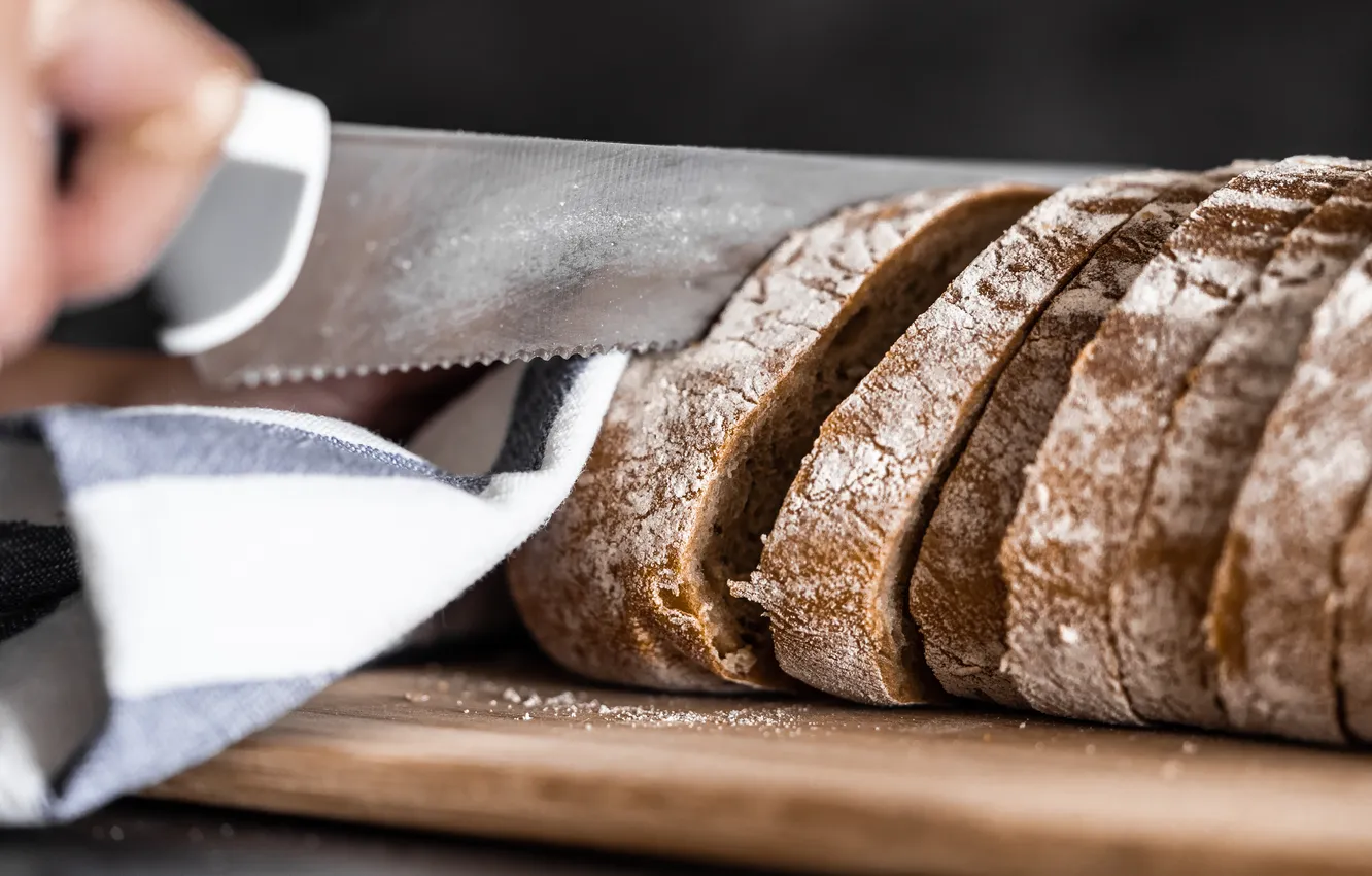 Photo wallpaper bread, knife, slice