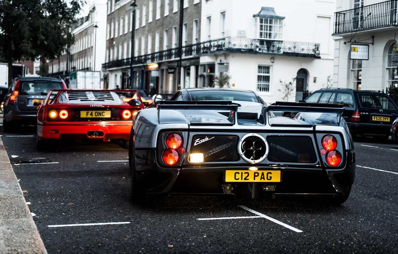 Photo wallpaper Ferrari F40, Pagani Zonda, rear lights