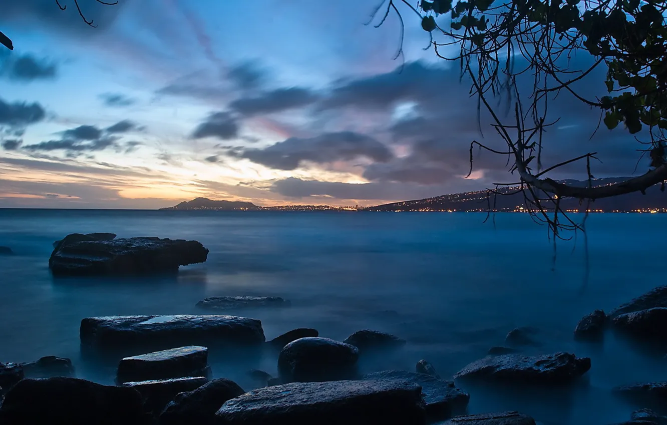 Photo wallpaper shore, the evening, Stones