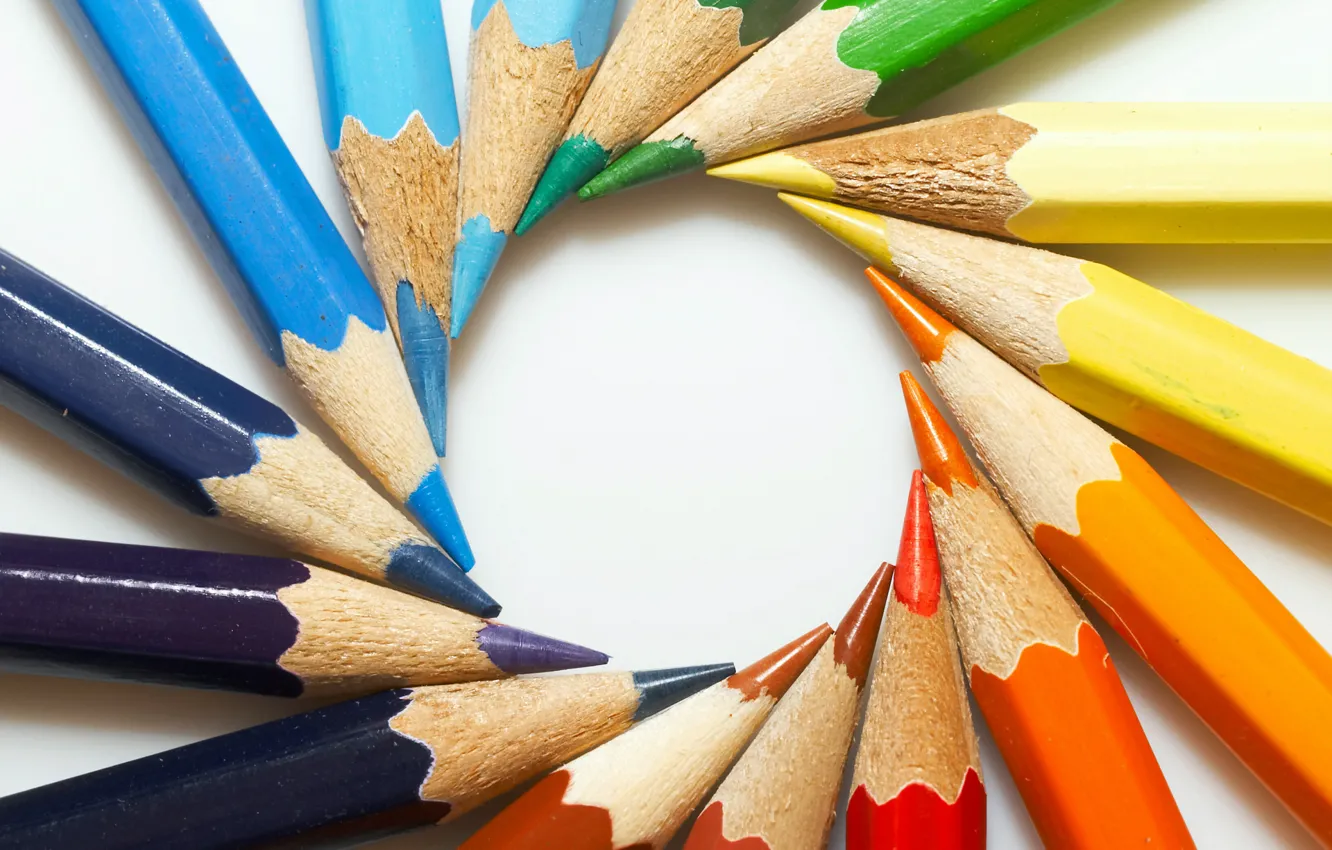 Photo wallpaper color, round, pencils