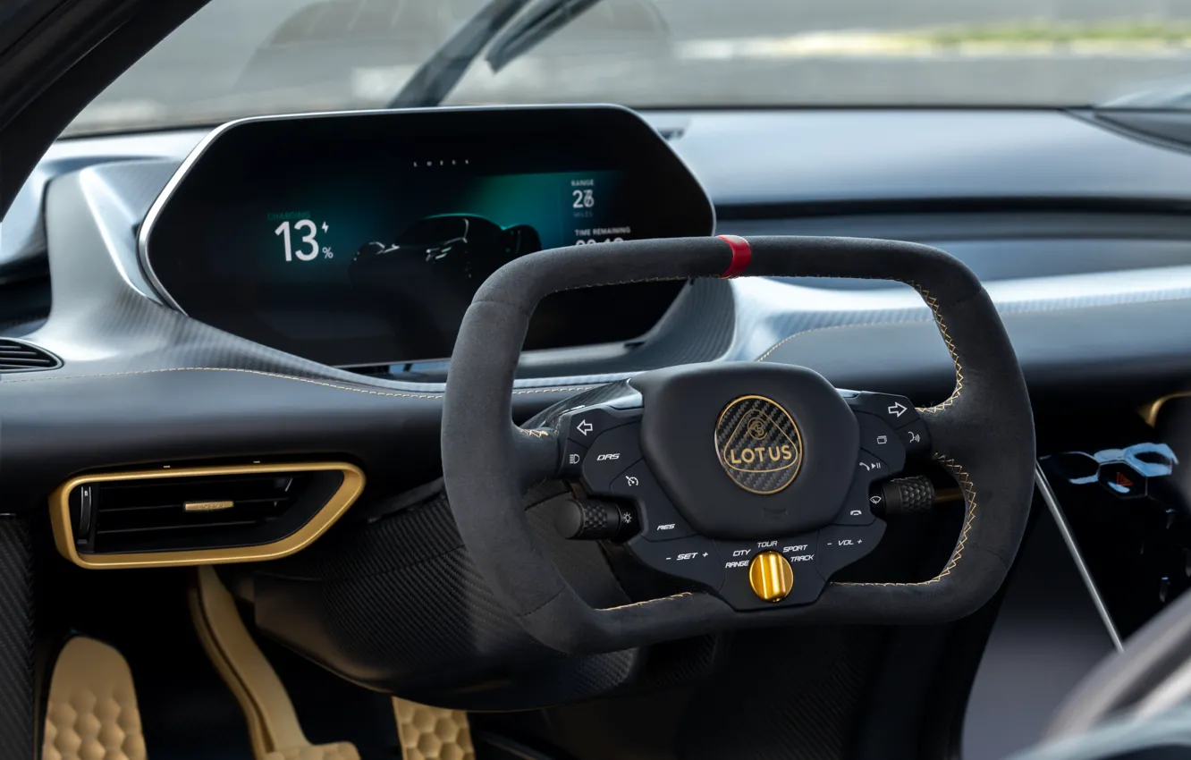 Photo wallpaper Lotus, steering wheel, Evia, Lotus Evija Fittipaldi