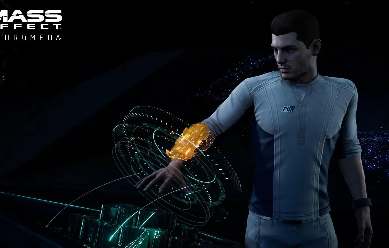 Photo wallpaper game, Mass Effect, man, uniform, seifuku, Mass Effect: Andromeda