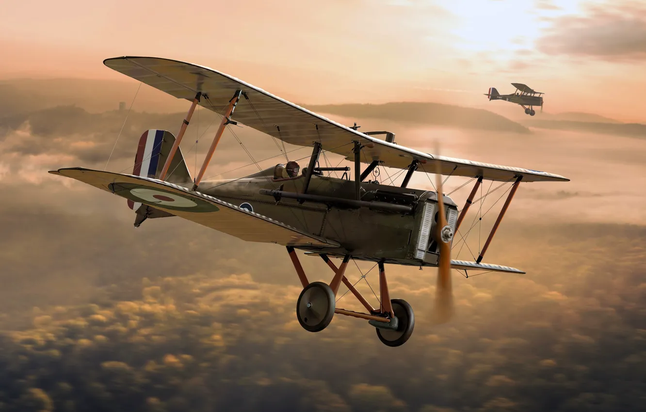 Photo wallpaper fighter, RAF, biplane, S.E.5a, Royal Aircraft Factory, combat aircraft