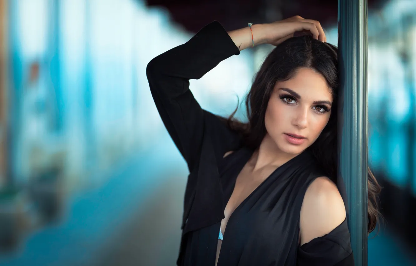 Photo wallpaper look, girl, face, brunette, beauty, Sabrina
