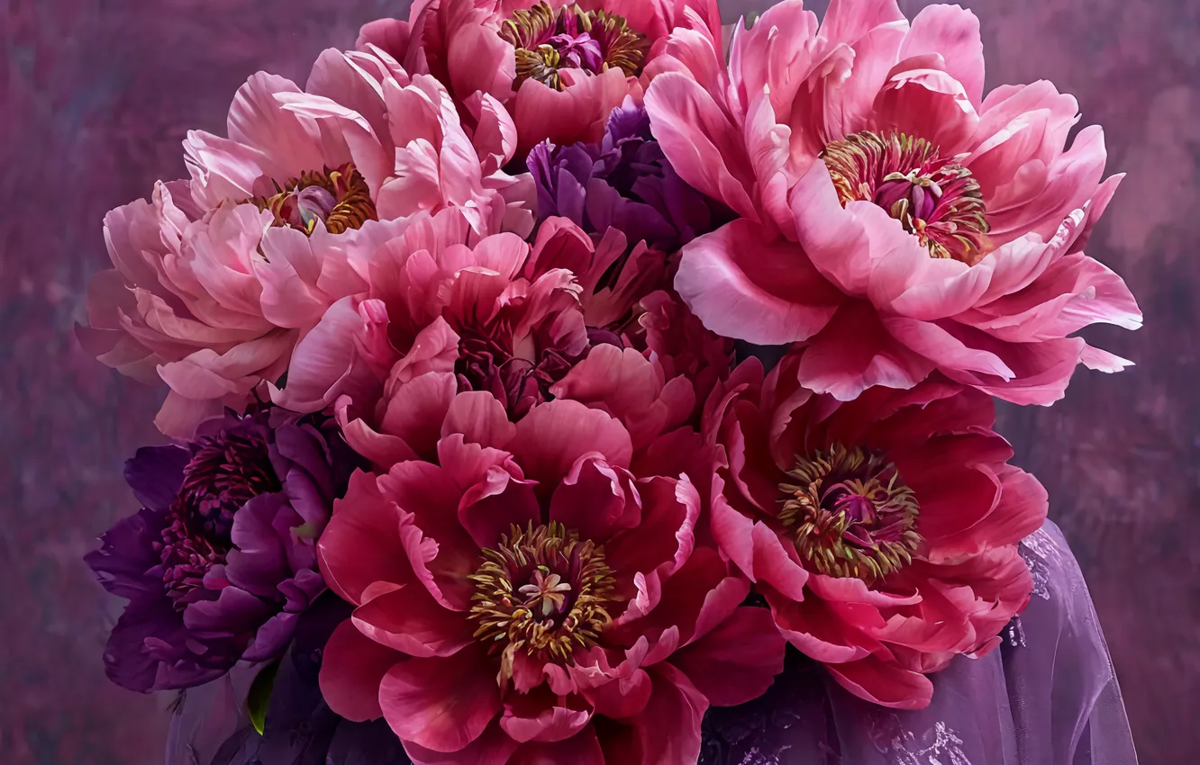 Photo wallpaper purple, flowers, pink