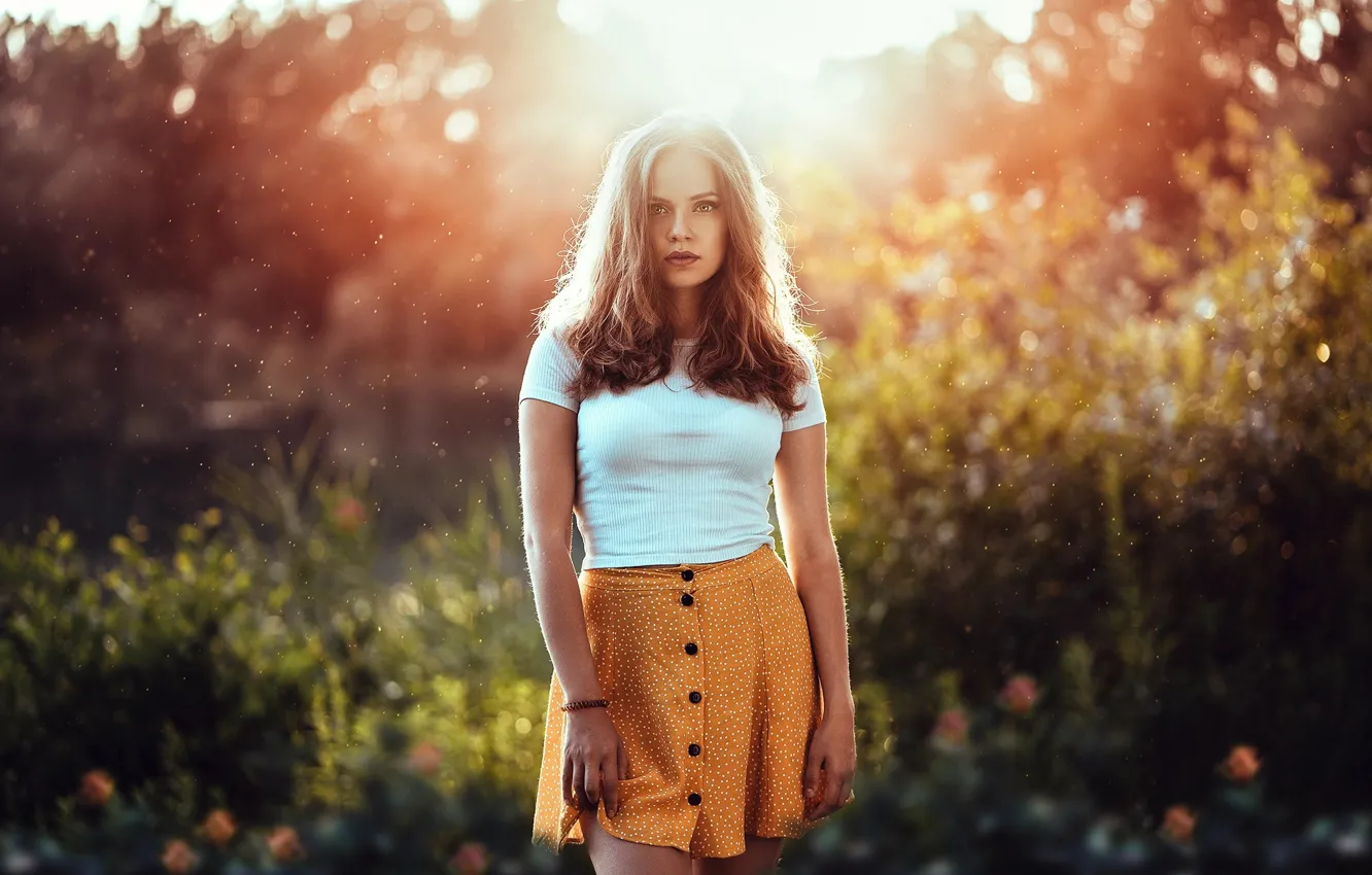 Photo wallpaper girl, light, pose, hair, skirt, Anatoly Oskin, Dayana