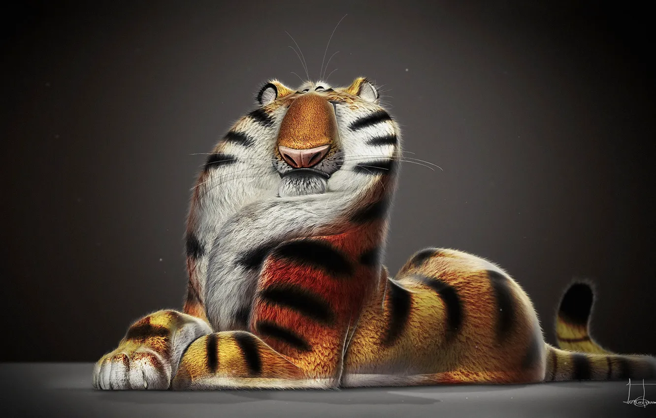 Photo wallpaper tiger, figure, art, tiger, render, jb vendamme
