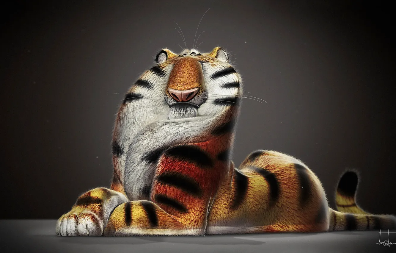 Photo wallpaper tiger, figure, art, tiger, render, JB Vendamme