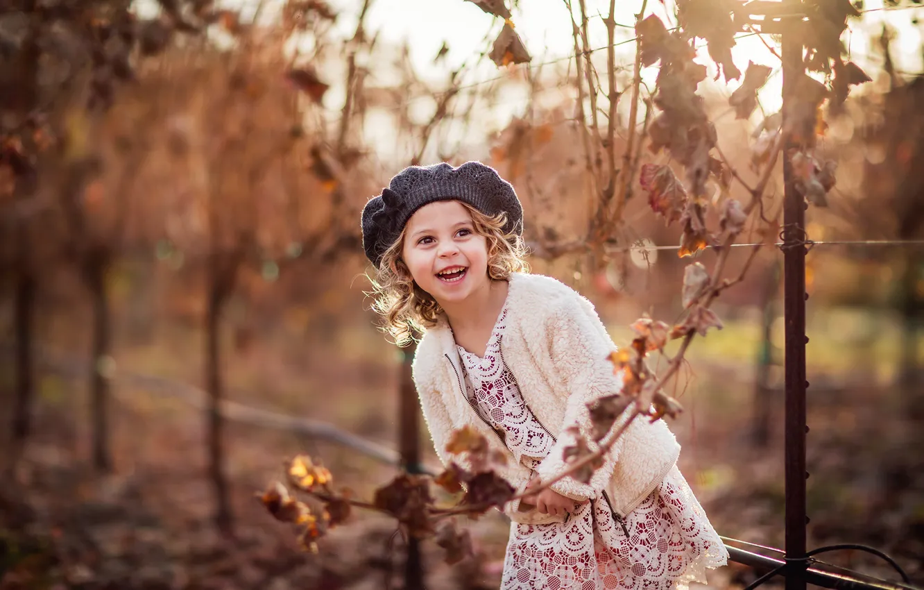 Photo wallpaper smile, laughter, girl, bokeh