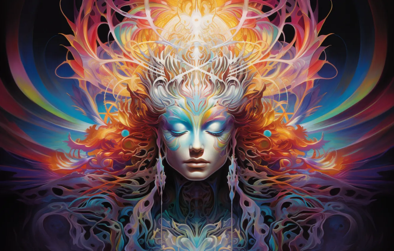 Photo wallpaper girl, light, abstraction, face, lights, style, lights, strip