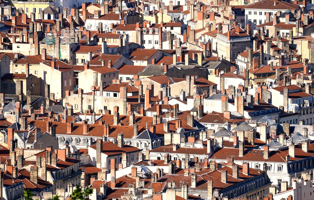 Photo wallpaper the city, home, Lyon, Roofs
