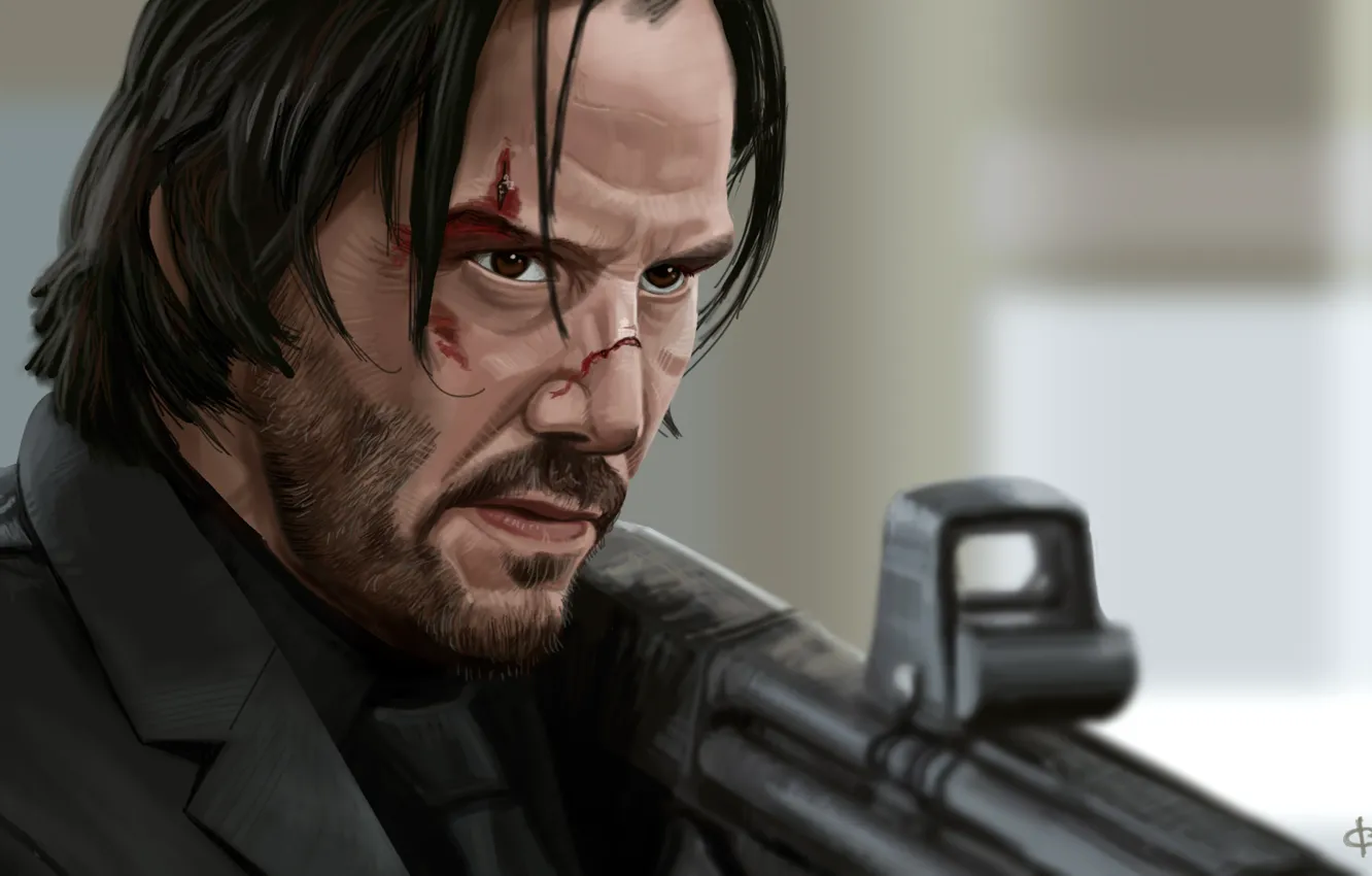 Photo wallpaper weapons, art, Keanu Reeves, Keanu Reeves, John Wick