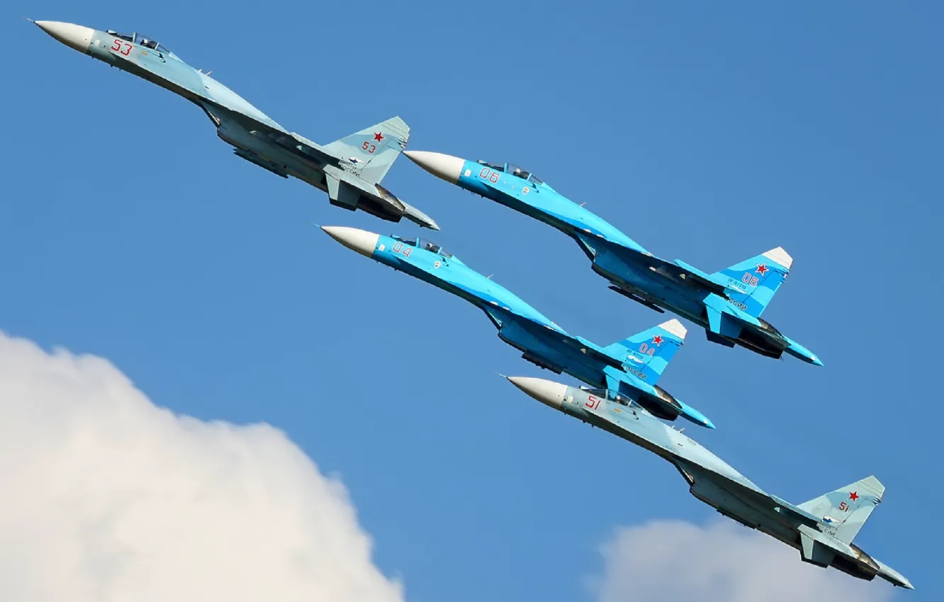 Photo wallpaper fighters, flight, Su-27, Dry