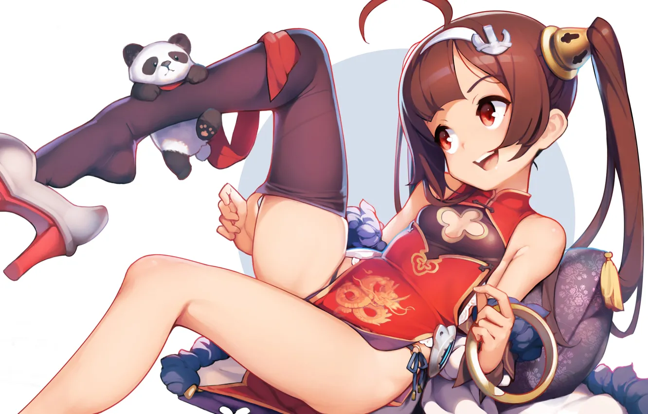 Photo wallpaper girl, sexy, cleavage, long hair, dress, boobs, anime, beautiful