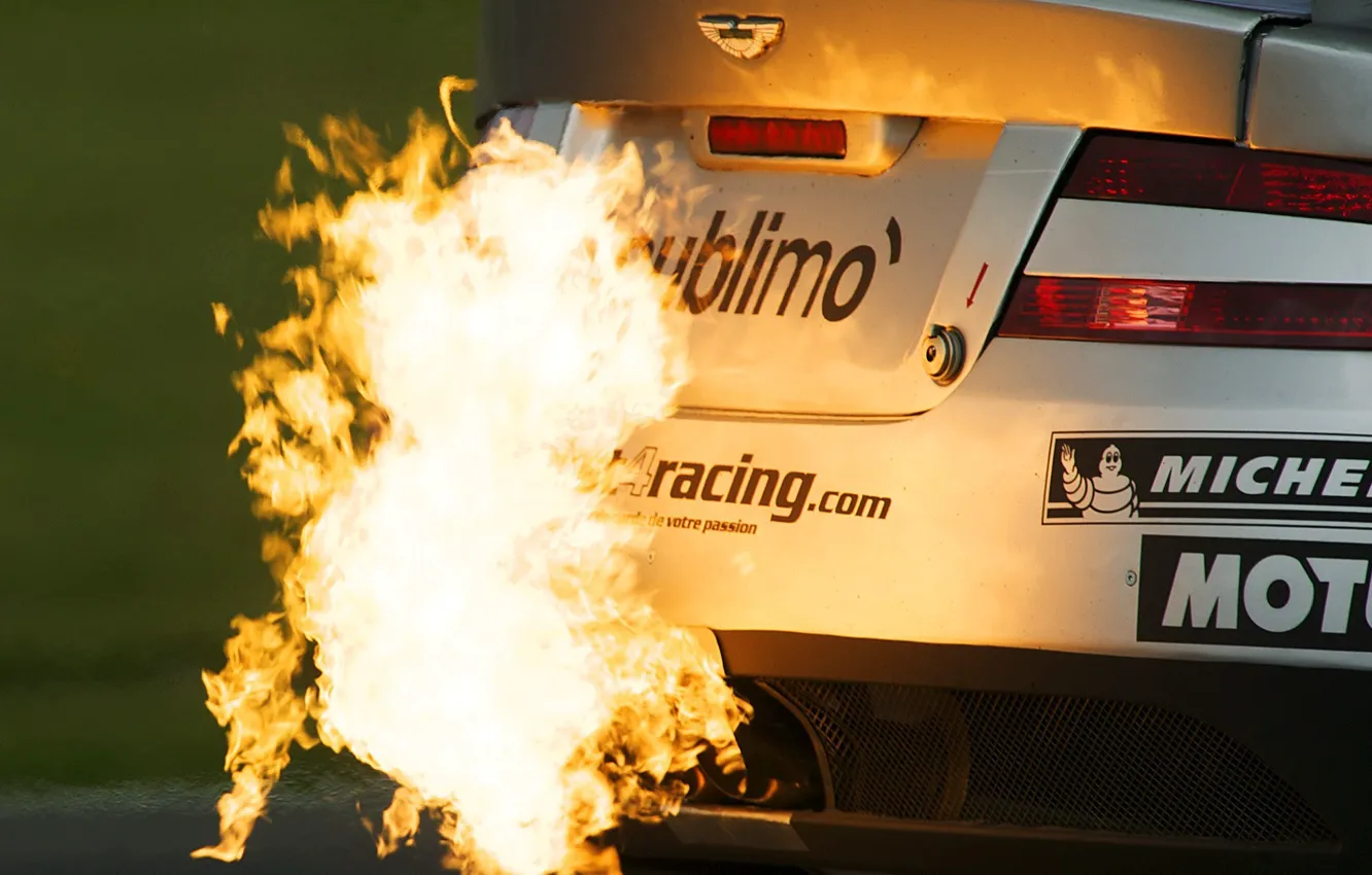 Photo wallpaper Fire, Aston-Martin, Exhaust