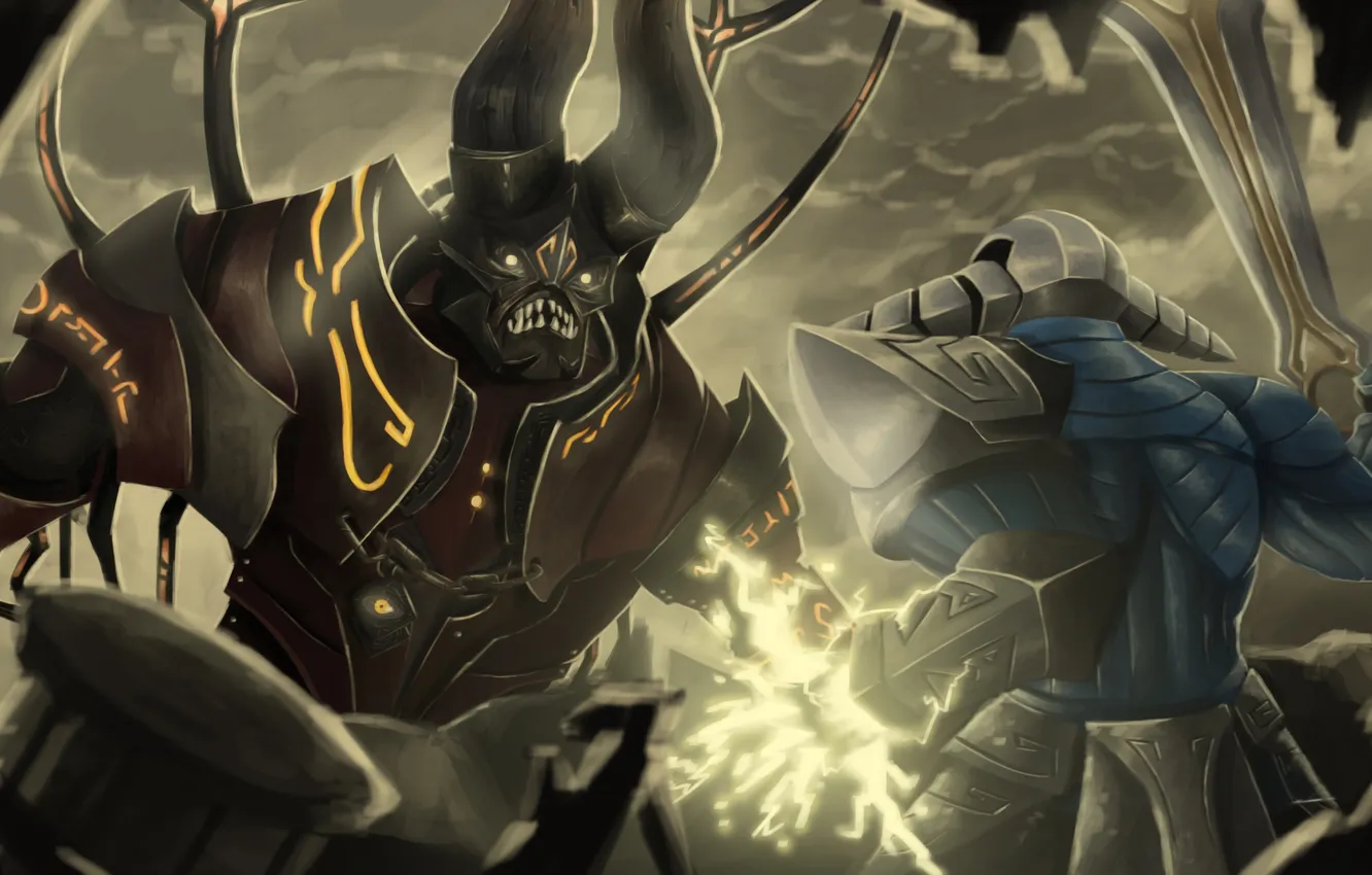 Photo wallpaper fight, dota 2, Sven, Doom Bringer