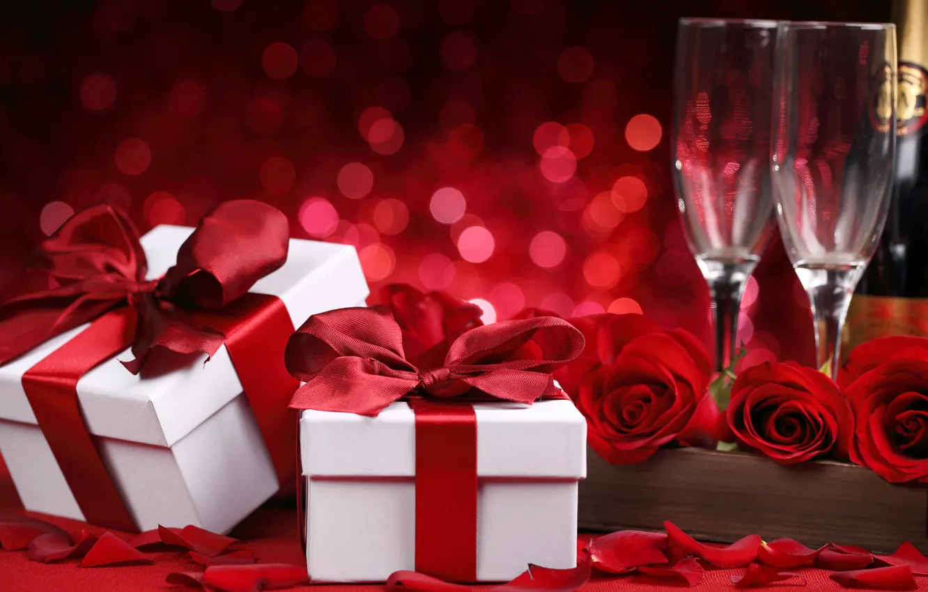 Photo wallpaper flowers, roses, valentine's day, red roses