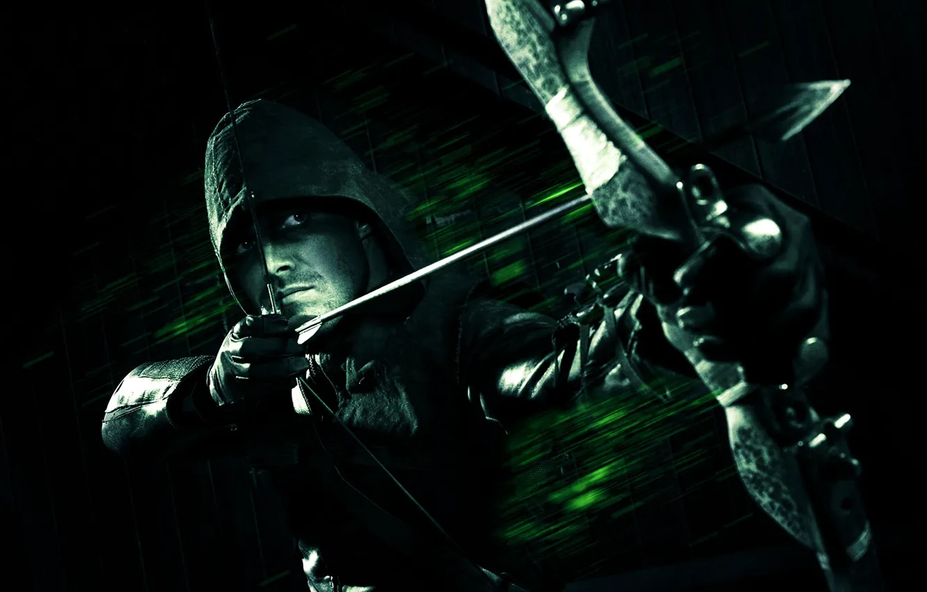 Photo wallpaper background, bow, hood, gloves, Archer, comic, Green Arrow, Arrow