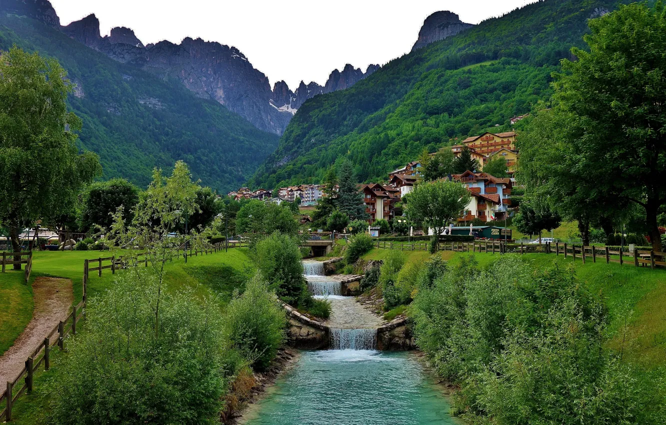 Photo wallpaper mountains, Alps, Italy, Molveno