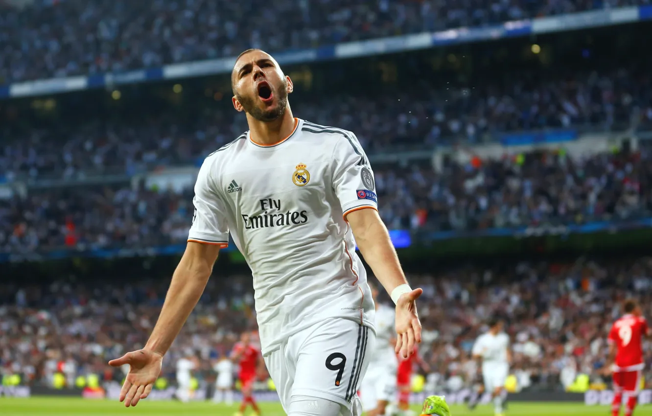 Photo wallpaper goal, Real Madrid, UEFA Champions League, Karim Benzema, Bayern Munich, Santiago Bernabeu Stadium