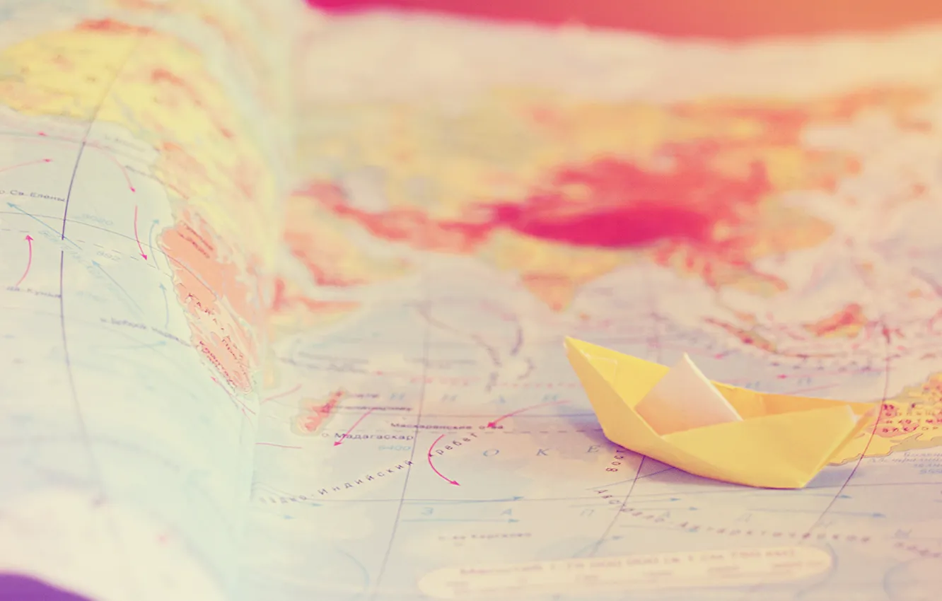 Photo wallpaper travel, tenderness, map, boat